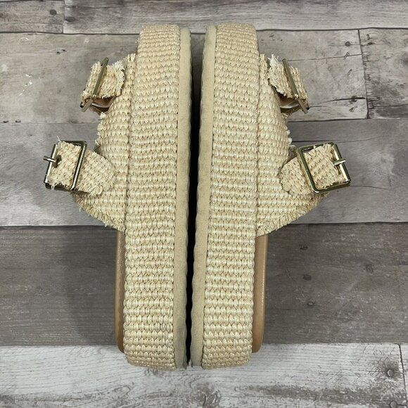 Steve Madden Karrigan Raffia Buckle Slide Sandals Size 9 Natural /Beige - Picture 9 of 10